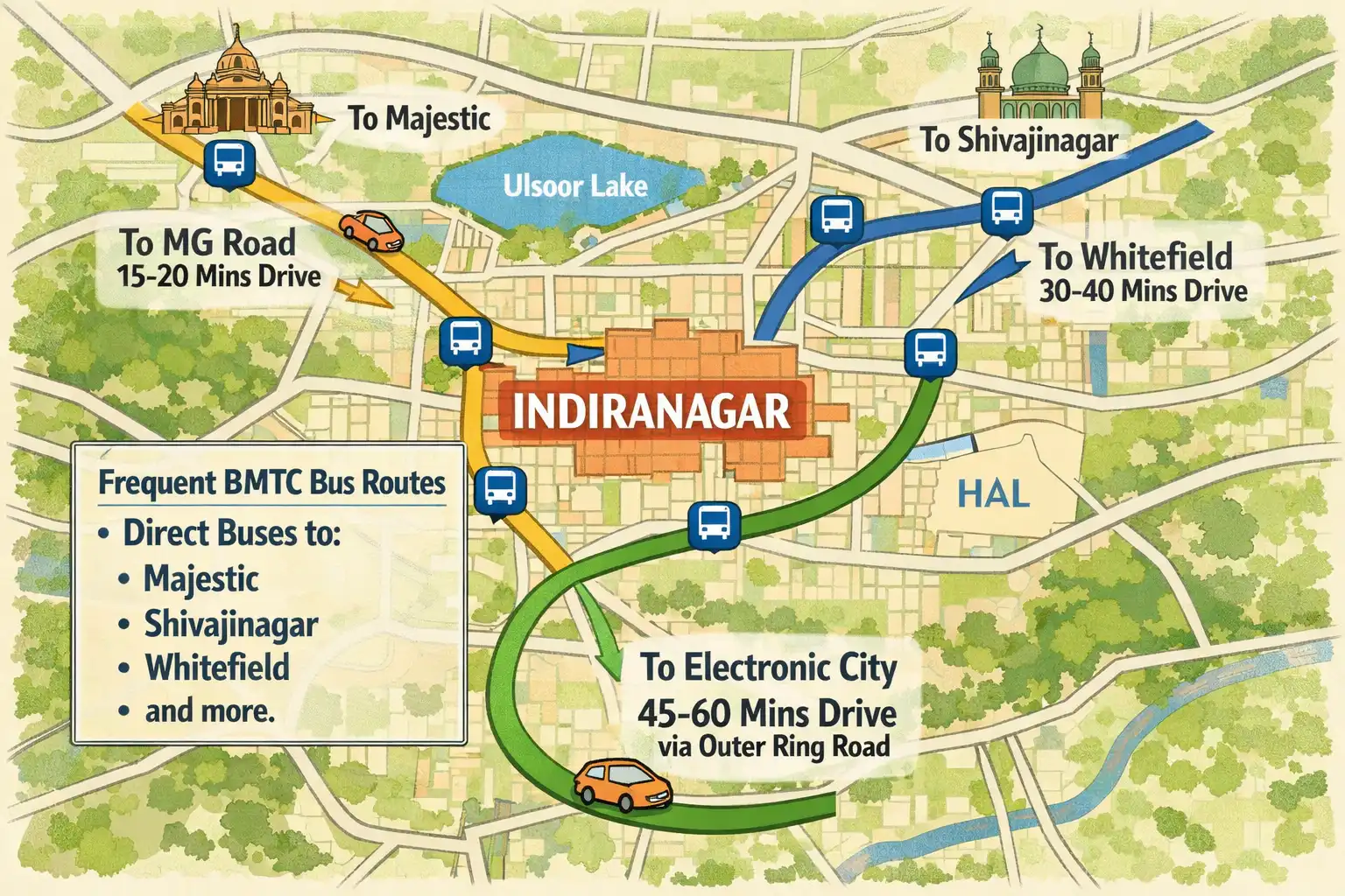 road connectivity to Indiranagar